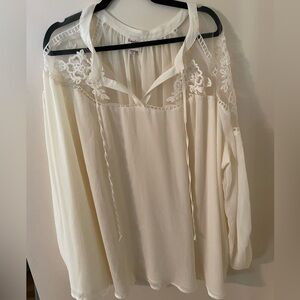 Cream Blouse with floral overlay